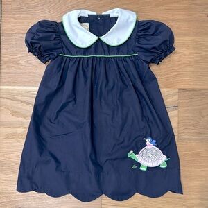 Beaufort Bonnet Company teacher’s pet dress with bird and turtle appliqué.